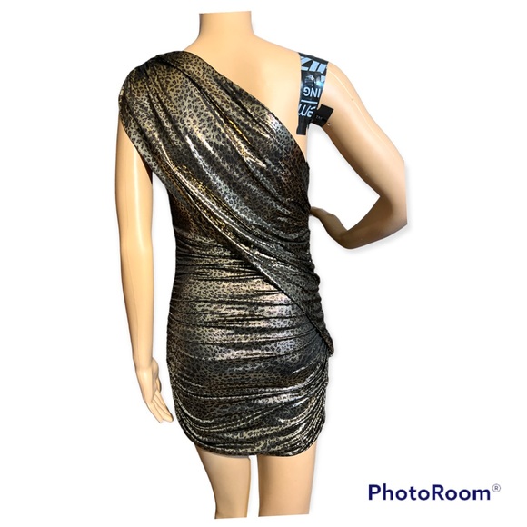 Bebe Addition metalic gold leopard print size XS raunch mini ddress - Picture 3 of 17